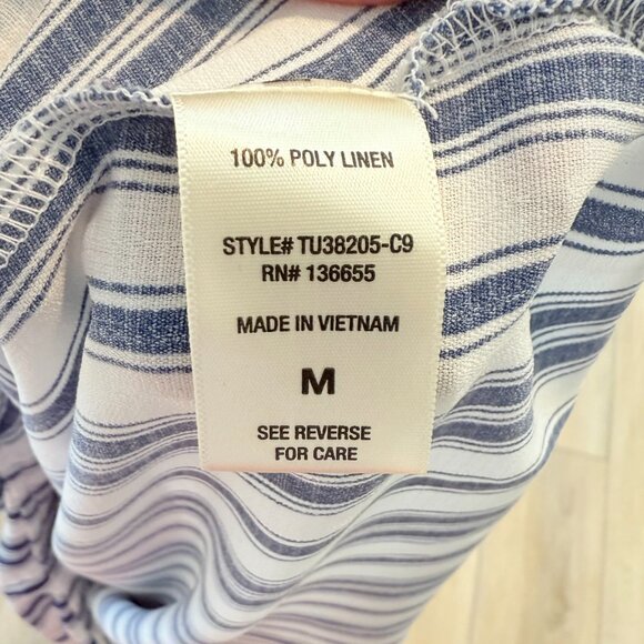 West Kei Blue & White Striped Surplce Wrap Blouse 💙 – Size Medium  ✨ - Picture 6 of 11